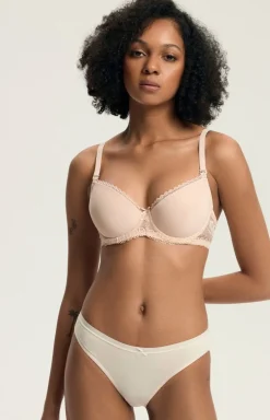 Gładki biustonosz push-up z odpinanymi ramiączkami beżowy Julietta 23444-80X