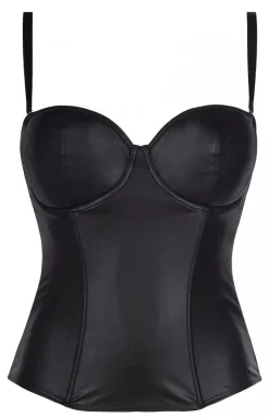 Gorset damski czarny eco skóra V-8327
