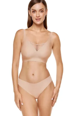 Gorteks beżowy biustonosz miękki soft bez fiszbin plus size Misty