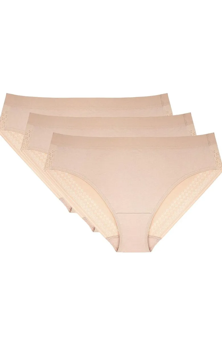 Gorteks 3-pack figi damskie z koronkowym tyłem beżowe Olga