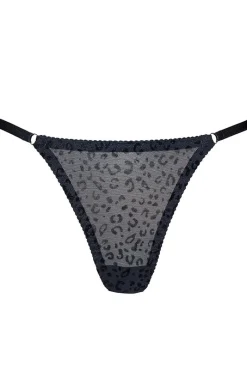 Damskie Gorteks Stringi Sznurki|Stringi Damskie - stringi damskie w panterkę czarne Lala