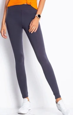 Damskie BASIC FEEL GOOD Legginsy|Legginsy Damskie - Grafitowe legginsy damskie z lampasami RV-LG-4954.12