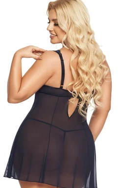 Granatowa koszulka babydoll plus size Berta
