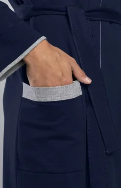 Granatowy szlafrok męski z długim rękawem Gabriel
