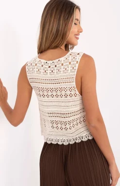 FactoryPrice Moda - ażurowy top damski bez rękawów AT-BZ-2051C.33