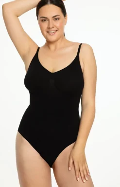 Julimex Body|Bielizna Wyszczuplająca - bezzwowe body wyzczupające czarne 421 eae