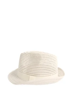 Kapelusz letni typu trilby ecru ażurowy fason Timmy cz24154-1