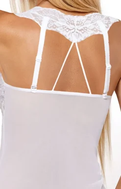 Damskie PariPari Lingerie Koszulki|Seksowna Koszula Nocna - Katia biała tiuowa kozuka nocna z koronką