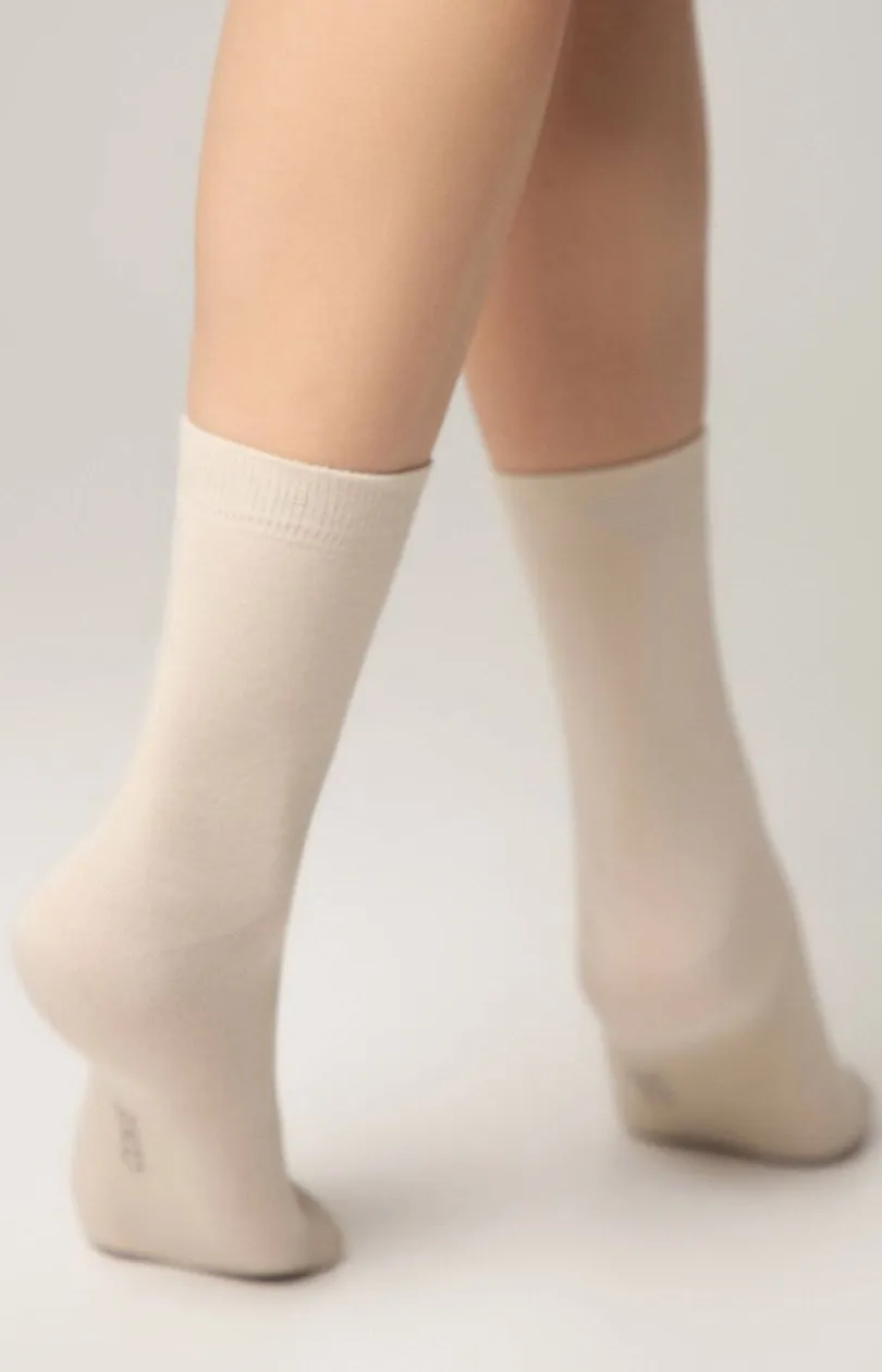 Damskie Conte Skarpetki|Długie Skarpetki - Klasyczne bawełniane skarpetki damskie beżowe 3DSOCKS