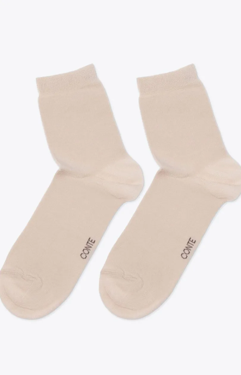 Damskie Conte Skarpetki|Długie Skarpetki - Klasyczne bawełniane skarpetki damskie beżowe 3DSOCKS
