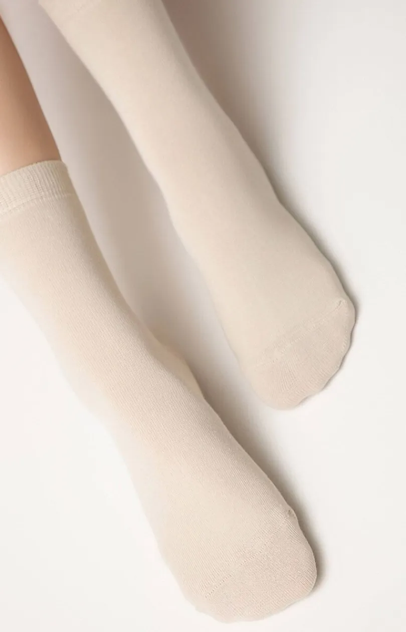 Damskie Conte Skarpetki|Długie Skarpetki - Klasyczne bawełniane skarpetki damskie beżowe 3DSOCKS