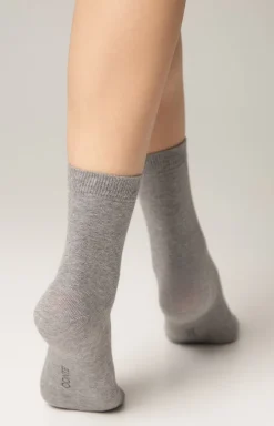 Damskie Conte Skarpetki|Długie Skarpetki - Klasyczne bawełniane skarpetki damskie szare 3DSOCKS