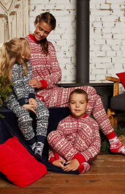 Damskie Italian Fashion Piżamy Rodzinne - Kombinezon dziecięcy w norweski wzór granatowa piżama dla dzieci Alaska