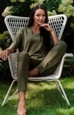 Damskie Gee One Moda|Piżamy Damskie Długie - Koplet daski Parao z krótki rękawe kr.dł. r.3-6