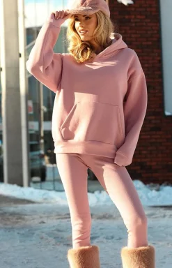 DKaren Moda|Bielizna Homewear - Kopet dreowy daki pudrowy róż Oeye