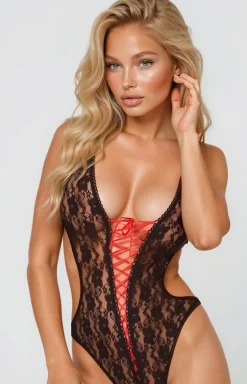 Koronkowe body damskie czarne Maya