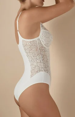 Koronkowe body damskie perłowe Graziella