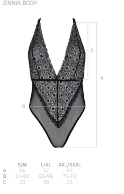 Passion Body|Body - Koronkowe czarne body damskie ECO Zinnia