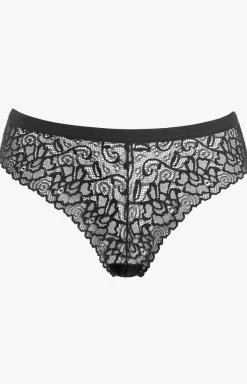 Damskie Pierre Cardin Figi, Stringi, Panty|Figi Damskie - Koronkowe majtki damkie typu brazyliany czarne Ortenia