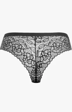 Damskie Pierre Cardin Figi, Stringi, Panty|Figi Damskie - Koronkowe majtki damkie typu brazyliany czarne Ortenia