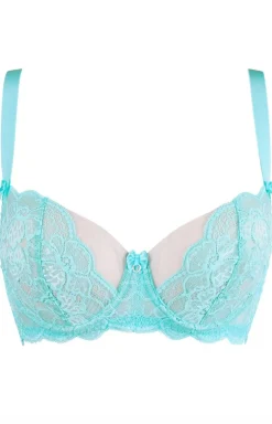 Koronkowe stringi damskie błękitne V-11028