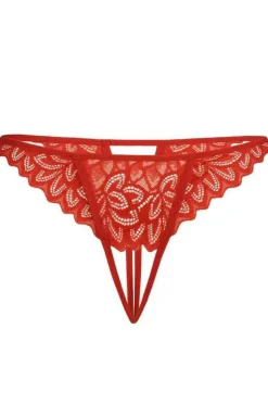 Koronkowe stringi z otwartym krokiem czerwone Losi 3112