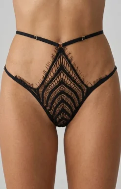 Damskie PURE SIN Figi Koronkowe|Figi, Stringi, Panty - Koronkowe wysokie figi damskie z paskami SECRET SIN