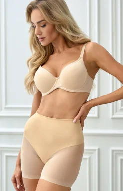 Damskie Wol-bar Figi, Stringi, Panty|Bielizna Wyszczuplająca - Korygujące figi dakie podenki beżowe Reaxa