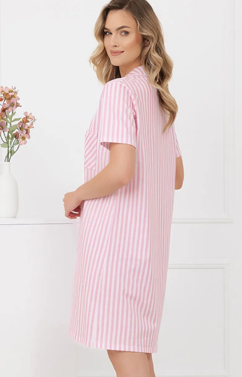 Koszula damska na krótki rękaw różowa Genna