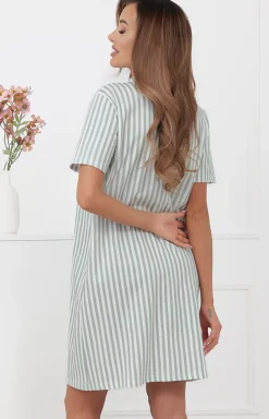 Damskie Italian Fashion Koszule Nocne Damskie|Koszula Nocna Rozpinana - Kozua daka na krótki rękaw załwiowa Genna