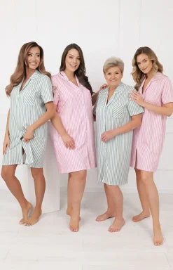 Damskie Italian Fashion Koszule Nocne Damskie|Koszula Nocna Rozpinana - Kozua daka na krótki rękaw załwiowa Genna