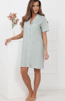 Damskie Italian Fashion Koszule Nocne Damskie|Koszula Nocna Rozpinana - Kozua daka na krótki rękaw załwiowa Genna