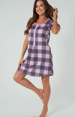Damskie Italian Fashion Koszule Nocne Damskie|Koszula Nocna Rozpinana - Koszula nocna daska na krótki rękaw Kayo