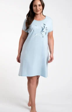Koszula nocna damska niebieska z krótkim rękawem Arietta