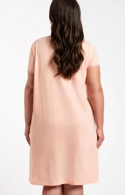 Damskie Italian Fashion Koszule Nocne|Piżamy Bawełniane - Koszula nocna damska łososiowa z krótkim rękawem Arietta