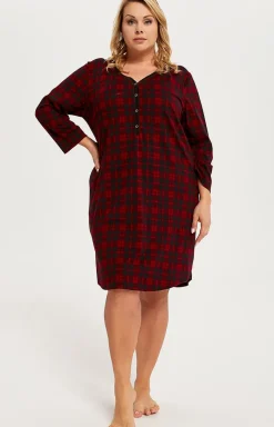 Damskie Italian Fashion Koszule Nocne Damskie|Koszula Nocna Rozpinana - Kozula nocna damka w kratę z rękawem 3/4 Ordea