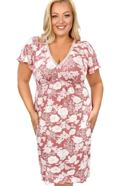 Damskie Donna Koszule Nocne|Koszule Nocne Damskie - Koszula nocna damska w kwiaty plus size Tina