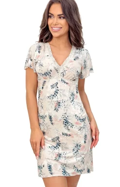 Damskie Donna Koszule Nocne|Koszule Nocne Damskie - Kozua nocna daka w kwiaty z wikozy Goya