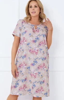 Damskie Italian Fashion Koszula Nocna Bawełniana - Koszua nocna damska z krótkim rękawem Inger