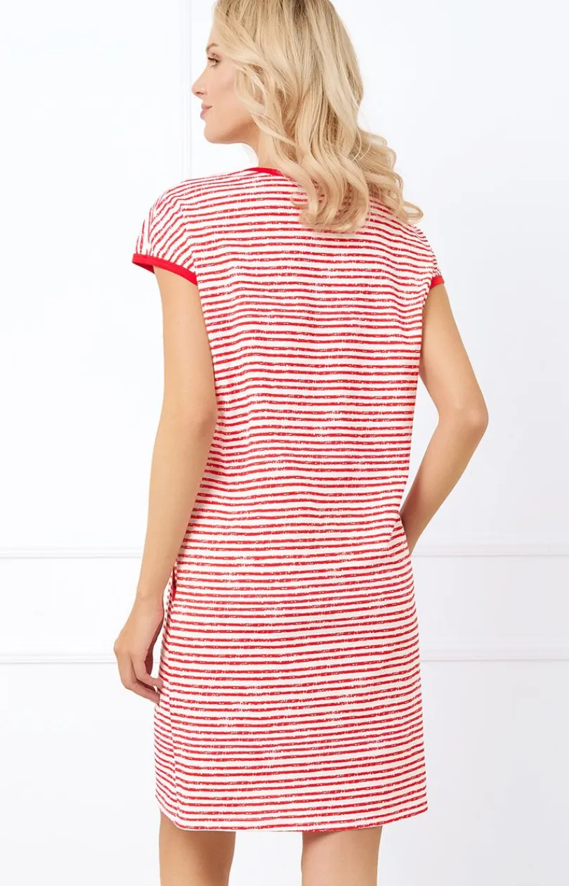 Damskie Italian Fashion Koszule Nocne|Koszule Nocne Damskie - Kozua nocna daka z krótki rękawe czerwona Fota