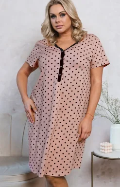 Damskie Italian Fashion Koszule Nocne Damskie|Koszula Nocna Rozpinana - Koszua nocna damska z krótkim rękawem pus size Buscato