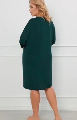 Damskie Italian Fashion Koszule Nocne|Koszule Nocne Damskie - Kozua nocna daka z 3/4 rękawe zieona Natura