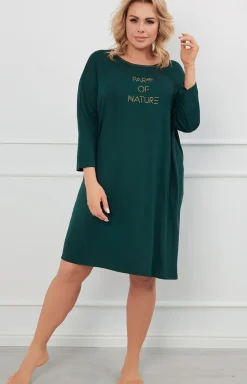 Damskie Italian Fashion Koszule Nocne|Koszule Nocne Damskie - Kozua nocna daka z 3/4 rękawe zieona Natura
