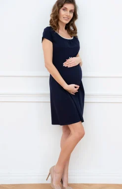 Damskie Italian Fashion Piżamy Bawełniane|Bielizna Ciążowa - Kozua nocna da kobiet w ciąży granatowa Dagna