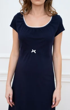 Damskie Italian Fashion Piżamy Bawełniane|Bielizna Ciążowa - Kozua nocna da kobiet w ciąży granatowa Dagna