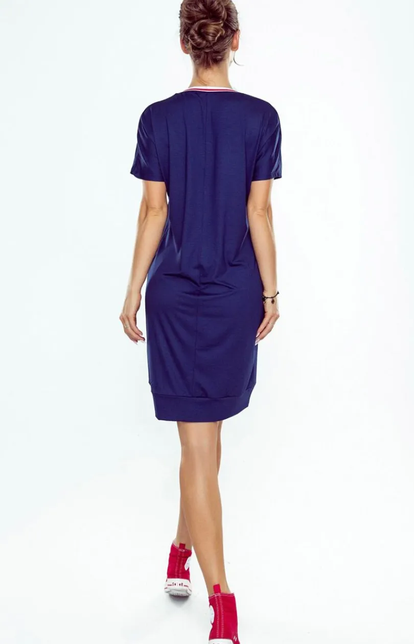 Damskie Eldar Koszule Nocne Damskie|Bielizna Homewear - Kozula nocna tunika daka granatowa Fleur