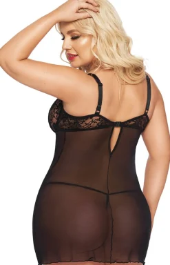 Koszulka i stringi w kolorze czarnym plus size Cornelia