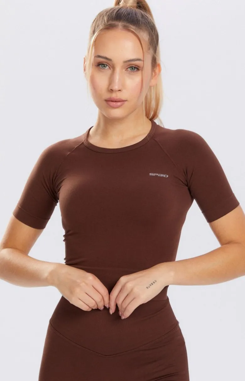 Koszulka Rashguard kawowa z krótkim rękawem Adapt