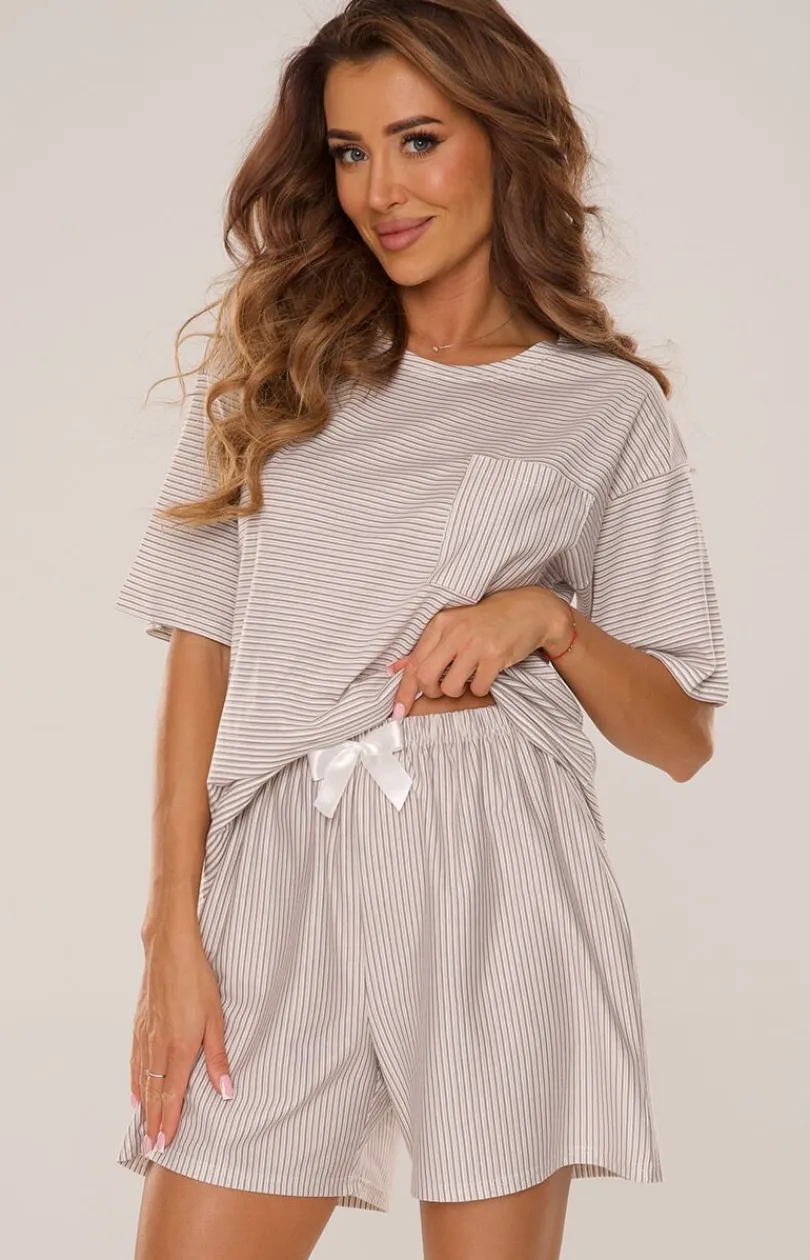 Damskie De Lafense Bielizna Plus Size|Piżamy Damskie Krótkie - Krótka bawełniana piżaa daka Caeia 038
