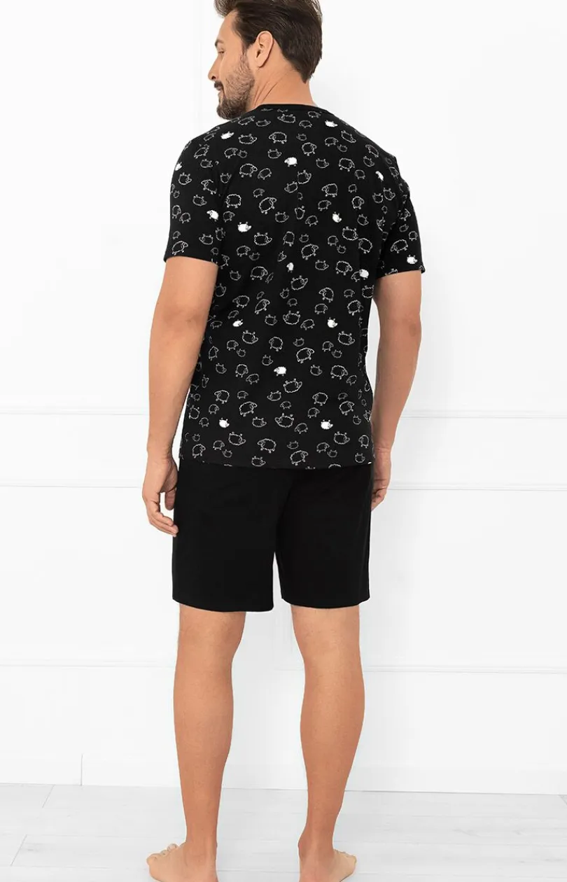 Męskie Italian Fashion Piżamy Męskie - Krótka piżama męska w owce Wito